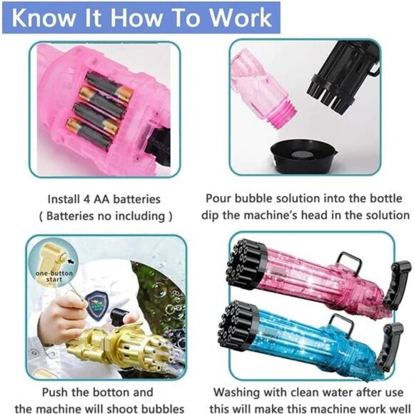 2 Pack 21 Holes Bubble Machine Bubble Gun 2022 Cool Toys - Picture 3 of 6